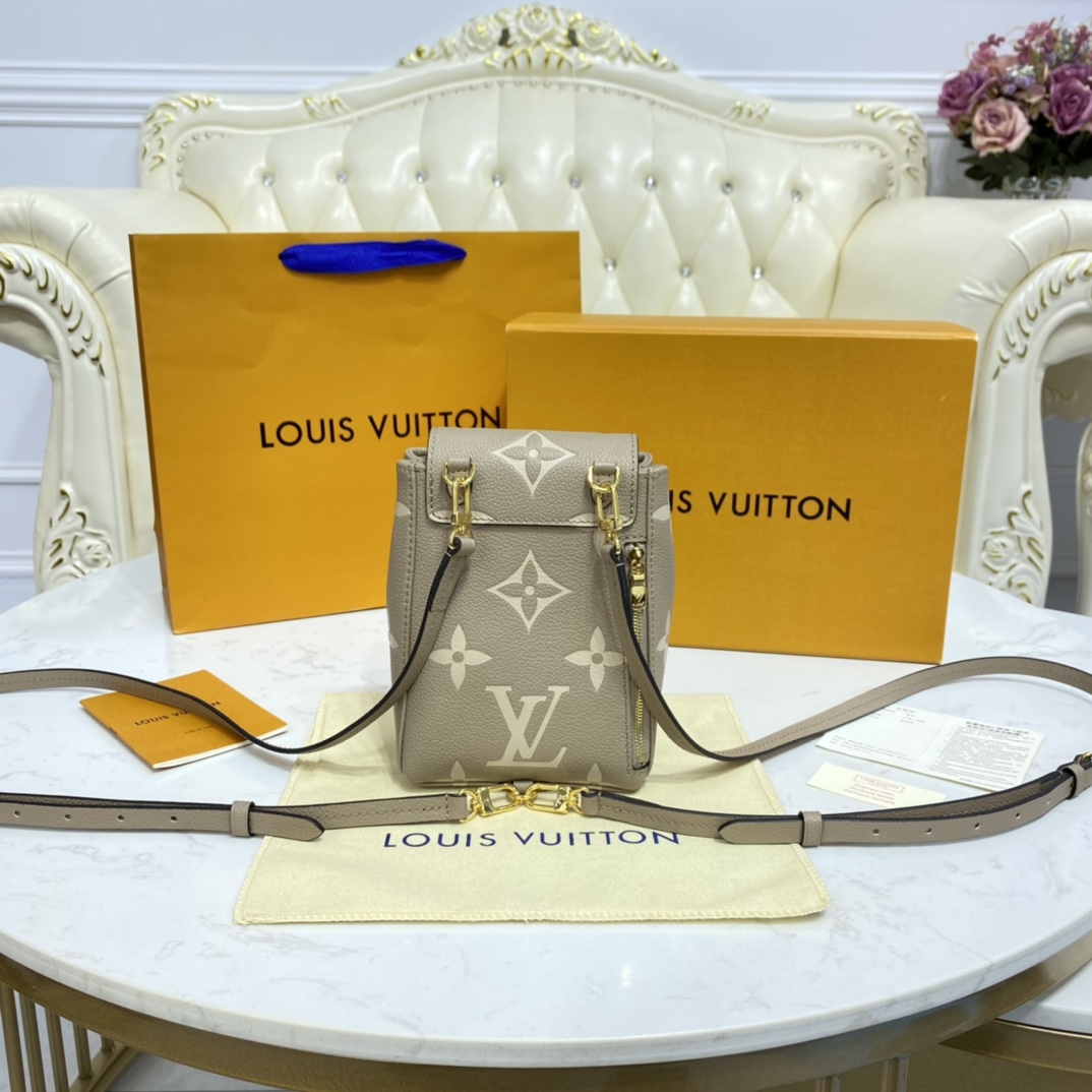 Louis Vuitton TINY BACKPACK Bag Monogram Empreinte M80738 Tourterelle Beige/Cream